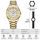 Naviforce Reloj Analógico Plateado y Dorado con Esfera Blanca y Correa de Acero Inoxidable, Diámetro de 43 mm y Resistencia al Agua 3 ATM.