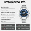 Naviforce Reloj Analógico Digital Azul con Correa de Acero Inoxidable Diámetro de 44 mm y Resistencia al Agua 3 ATM