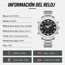 Naviforce Reloj Analógico Digital Negro con Correa de Acero Inoxidable Diámetro de 44 mm y Resistencia al Agua 3 ATM