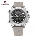 Naviforce Reloj Analógico Digital Beige con Correa de Sílice Diámetro de 44 mm y Resistencia al Agua 3 ATM