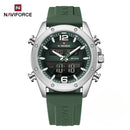 Naviforce Reloj Analógico Digital Verde con Correa de Sílice Diámetro de 44 mm y Resistencia al Agua 3 ATM
