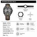 Naviforce Reloj Analógico Chocolate con Correa de Cuero Genuino, Diámetro de 43 mm y Resistencia al Agua 3 ATM