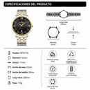 Naviforce Reloj Analógico Dorado Plateado con Correa de Acero Inoxidable Diámetro de 42 mm Calendario y Resistencia al Agua 3 ATM
