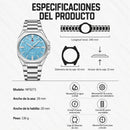 Naviforce Reloj Analógico Azul Plateado con Caja y Correa de Acero Inoxidable, Diámetro de 41 mm, Calendario y Resistencia al Agua 3 ATM.