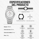 Naviforce Reloj Analógico Plateado con Caja y Correa de Acero Inoxidable, Diámetro de 41 mm, Calendario y Resistencia al Agua 3 ATM.