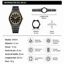 Naviforce Reloj Analógico Negro con Correa de Acero Inoxidable, Diámetro de 41 mm y Resistencia al Agua 3 ATM