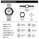Naviforce Reloj Analógico Plateado Negro con Correa de Acero Inoxidable, Diámetro de 41 mm y Resistencia al Agua 3 ATM