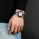 Naviforce Reloj Analógico Plateado Negro con Correa de Acero Inoxidable, Diámetro de 41 mm y Resistencia al Agua 3 ATM