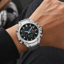 Naviforce Reloj Analógico Digital Plateado Negro con Correa de Acero Inoxidable, Diámetro de 44 mm y Resistencia al Agua 3 ATM.