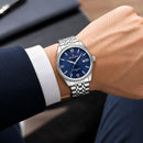 Reloj Naviforce de Acero Inoxidable Color Plata Azul con Movimiento Japonés Seiko VX32, Calendario, Diámetro de 40 mm y Resistencia al Agua 3 ATM