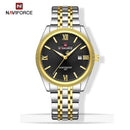 Reloj Naviforce de Acero Inoxidable Color Dorado con Movimiento Japonés Seiko VX32, Calendario, Diámetro de 40 mm y Resistencia al Agua 3 ATM