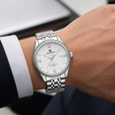 Reloj Naviforce de Acero Inoxidable Color Plata con Movimiento Japonés Seiko VX32, Calendario, Diámetro de 40 mm y Resistencia al Agua 3 ATM