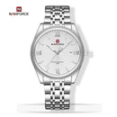 Reloj Naviforce de Acero Inoxidable Color Plata con Movimiento Japonés Seiko VX32, Calendario, Diámetro de 40 mm y Resistencia al Agua 3 ATM