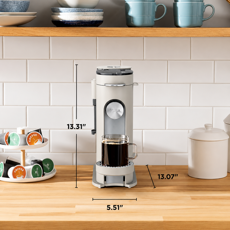 Cafetera Ninja Pods & Grounds Specialty de 1 Taza. Cafetera eléctrica para cápsulas y café molido con espumador integrado 1500W.