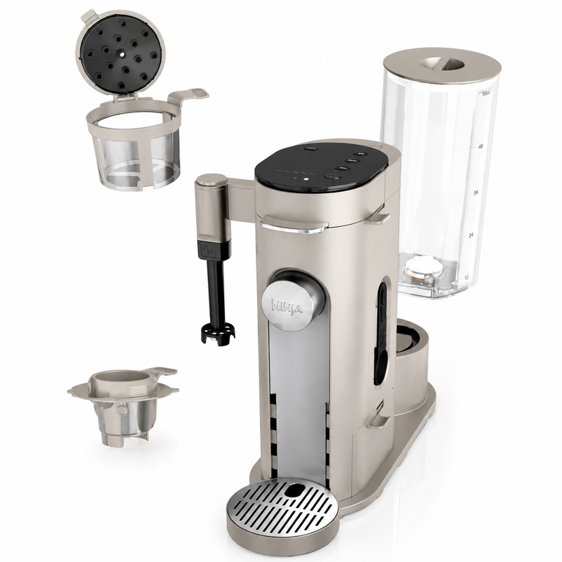 Cafetera Ninja Pods & Grounds Specialty de 1 Taza. Cafetera eléctrica para cápsulas y café molido con espumador integrado 1500W.