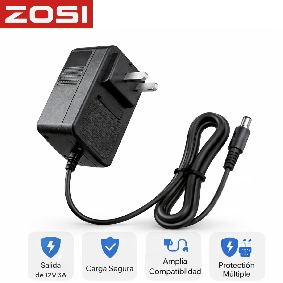 Adaptador de Corriente 12V 3A para Cámaras CCTV, Fuente de Poder con Protección Contra Sobrecarga