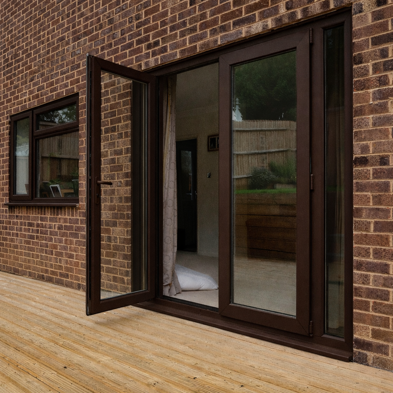 Perfil UPVC Hoja de Ventana Abatible apertura Externa 60mm Serie UPView Carbone Espesor 2.5mm Largo 5.85m Color Marron chocolate Microtexturizado