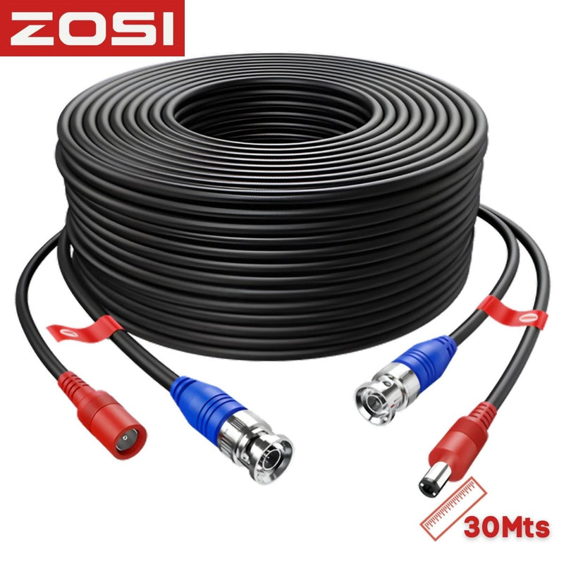 Cable BNC 30 Metros (100FT) para Cámaras de Seguridad CCTV, Transmisión de Video Estable para Sistemas DVR