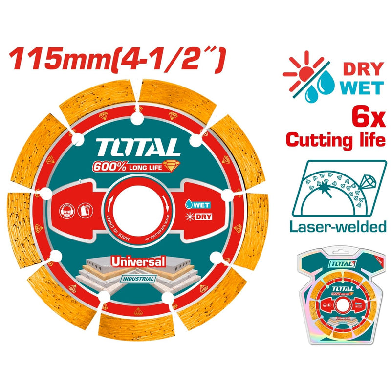 Disco de diamante para mármol y granito 4 1/2" Ancho de la hoja 10mm  Corte seco y húmedo.