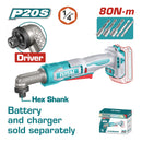 Destornillador de Impacto Angular  1/4″ Inalámbrico 20V. Motor sin Escobillas 80 Nm. No incluye batería ni cargador.
