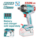 Llave Impacto Dado Cuadrado 1/2" 20V 555Nm. Motor sin escobillas. Batería y Cargador por separado.