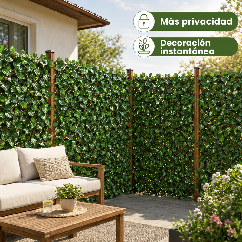 Follaje Artificial Extensible Verde Para Jardín Vertical Decorativo Con Protección UV Para Interior Y Exterior (60x180cm)