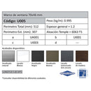 Marco Liviano Fijo Ventana 70 mm. Espesor 1.2 mm. Largo 5.85 mts.