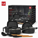 Ollas, Sartenes Antiadherentes con Recubrimiento Cerámico y Espesor 2.2 mm. Set de Cocina de 10 Piezas (Incluye Utensilios). Color Negro