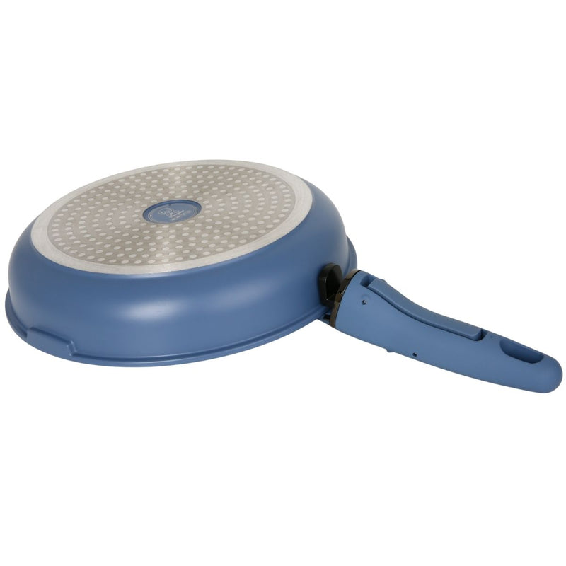 Ollas Y Sarten 17 Piezas Antiadherentes De Recubrimiento Cerámico Y Mangos Desmontables. Espesor 2.2 mm (Incluye Utensilios de Silicona) Color Azul