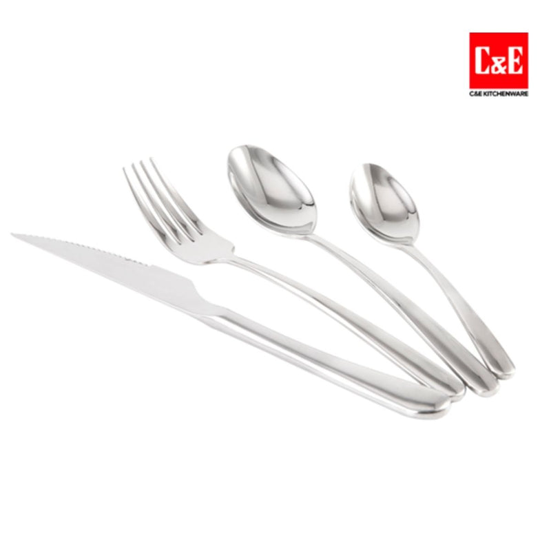 Set de Cubiertos de Acero Inoxidable 4 Piezas. Resistente, Brillante Y Apto Para Lavavajillas.