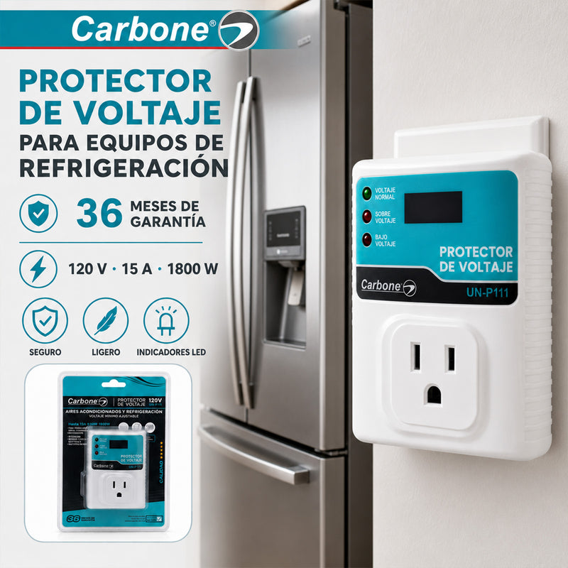 Protector De Voltaje 120V - 50/60Hz.Corriente 15A. Para Aires Acondicionados y Equipos de Refrigeración con Retardo 180Seg (3Min)