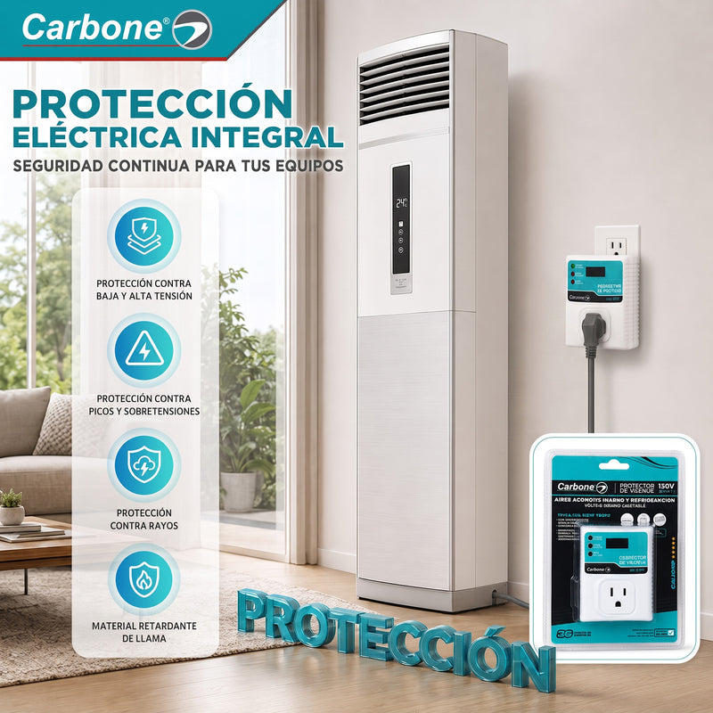 Protector De Voltaje 120V - 50/60Hz.Corriente 15A. Para Aires Acondicionados y Equipos de Refrigeración con Retardo 180Seg (3Min)