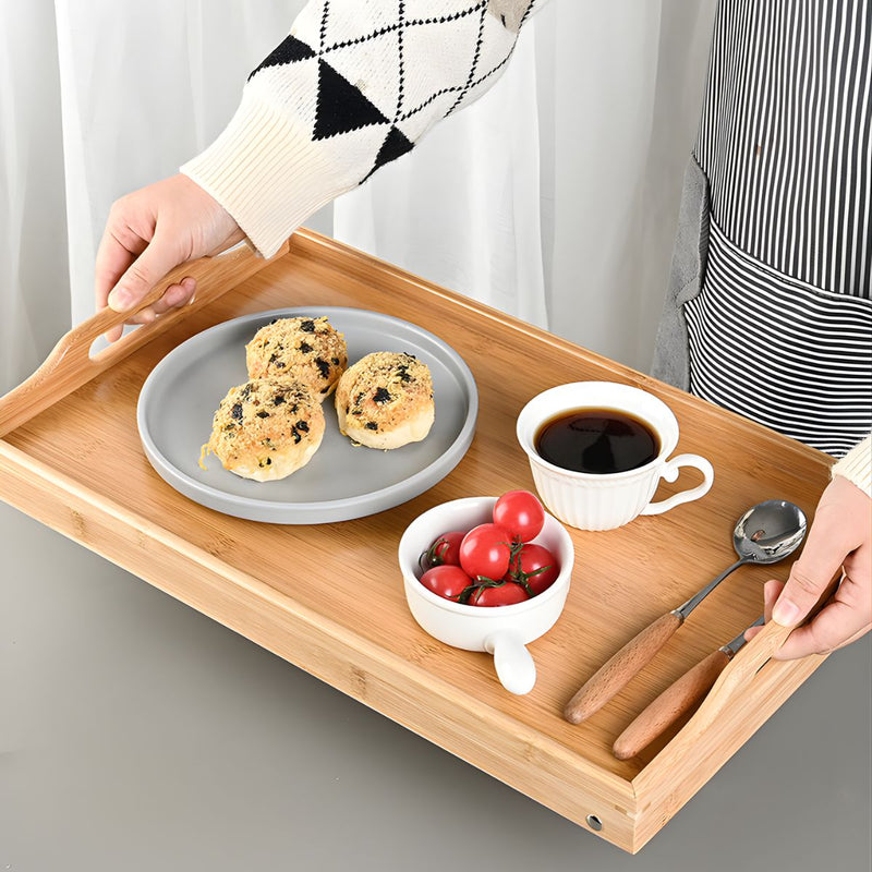 Mesa Bandeja De Bambú Para Cama Con Patas Plegables (50x30cm). Mesita de Desayuno Portátil. Ideal Para Laptop, Comer Y Leer En Cama.