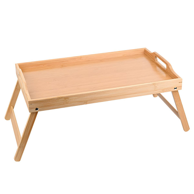 Mesa Bandeja De Bambú Para Cama Con Patas Plegables (50x30cm). Mesita de Desayuno Portátil. Ideal Para Laptop, Comer Y Leer En Cama.