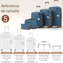Maletas Equipaje De Viaje Con Candado De Combinación Integrado. Set De 3 Maletas Rígidas 20” 24” 28” Con Ruedas 360° + 2 Bolsos De Mano (5 Piezas). Color azul.