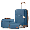 Maletas Equipaje De Viaje Con Candado De Combinación Integrado. Set De 3 Maletas Rígidas 20” 24” 28” Con Ruedas 360° + 2 Bolsos De Mano (5 Piezas). Color azul.