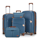 Maletas Equipaje De Viaje Con Candado De Combinación Integrado. Set De 3 Maletas Rígidas 20” 24” 28” Con Ruedas 360° + 2 Bolsos De Mano (5 Piezas). Color azul.