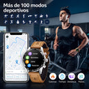 Smartwatch Con Llamadas Bluetooth Y Pantalla HD 1.32”. Reloj Inteligente IP67 Con Monitor De Ritmo Cardíaco Y Carga Magnética. Color Marrón Con Negro.