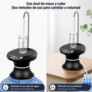 Dispensador de Agua Eléctrico Recargable USB. Color negro. Bomba de agua automática con pantalla digital para garrafón o garrafa de agua.