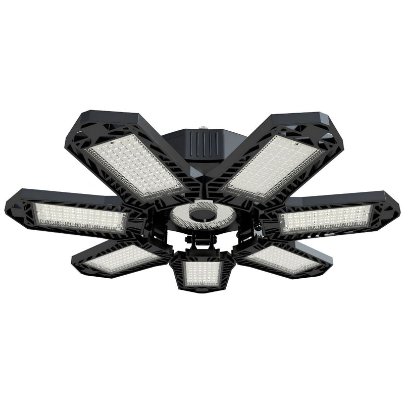 Lámpara LED Plegable Tipo Aspa para Techo E26/E27 6500K. Foco Luz Ajustable de Alta Potencia para Garaje, Taller y Almacén (230x230x92mm). 85-265V