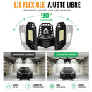 Lámpara LED Ajustable para Garaje 80W E27. Luz Blanca con Paneles Plegables 90°. Foco Bombillo para Taller, Depósito y Almacén.
