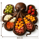 Bandeja De Charcutería Con Diseño De Pulpo. Plato Dividido Para Snacks. Organizador De Aperitivos Decorativo (30.5x28.5cm).