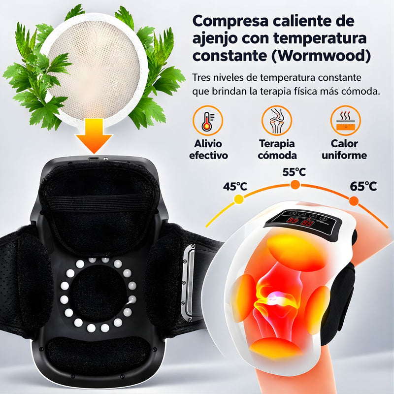 Masajeador Eléctrico para Rodilla con Calor Infrarrojo, Vibración 360° y USB Recargable