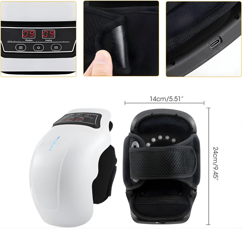 Masajeador Eléctrico para Rodilla con Calor Infrarrojo, Vibración 360° y USB Recargable