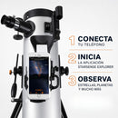 Telescopio Astronómico celestron 22452  SSE LT114AZ 114mm con Localización Automática por App, 1000mm Alta Potencia, Trípode Ajustable y Soporte Celular con APP  StarSense
