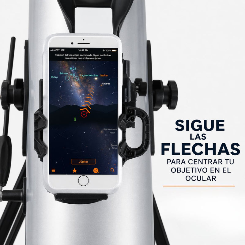 Telescopio Astronómico celestron 22452  SSE LT114AZ 114mm con Localización Automática por App, 1000mm Alta Potencia, Trípode Ajustable y Soporte Celular con APP  StarSense