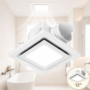 Extractor de aire para Baño con LED 12” Cuadrado con 3 Tonos de Luz y Ventilador Integrado 296m³/h. Panel Extractor para Techo. Color Blanco