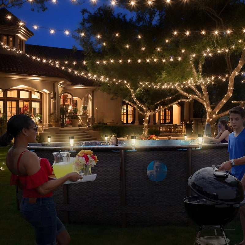 Luces Solares LED para Piscina de Acero Inoxidable con Clip Ajustable. Lámpara Solar Luz Cálida Automática para Piscinas, Jacuzzi, Patio y Terraza (6 Unds)
