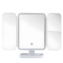 Espejo Maquillaje LED Táctil con 3 Tonos de Luz y Aumento 2X/3X  Giratorio 270°. Espejo Cosmético Recargable USBC para Tocador Vanity y Beauty Room (30x16cm) Blanco