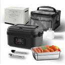 Lonchera lunch box térmica eléctrica recargable con temporizador y control de temperatura. Bandeja de acero. Negra